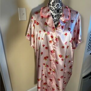 Morgan Taylor Floral Pink Satin Nightgown